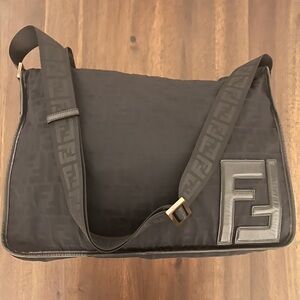Black Fendi Messenger Bag Unisex